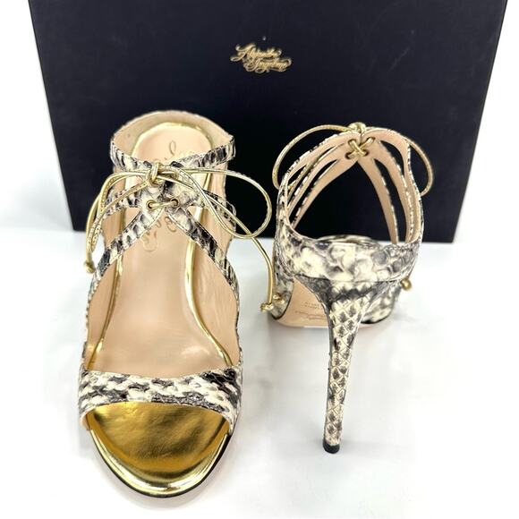 Alejandro Ingelmo Stiletto Heel Sandal Size 6.5 Snake Print Leather Slip-On New - Picture 5 of 16